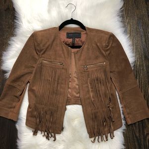 BCBG MAXAZRIA brown fringe jacket